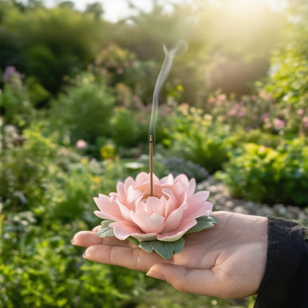 손으로 도자기를 빚고 모란꽃 향기를 꽂다