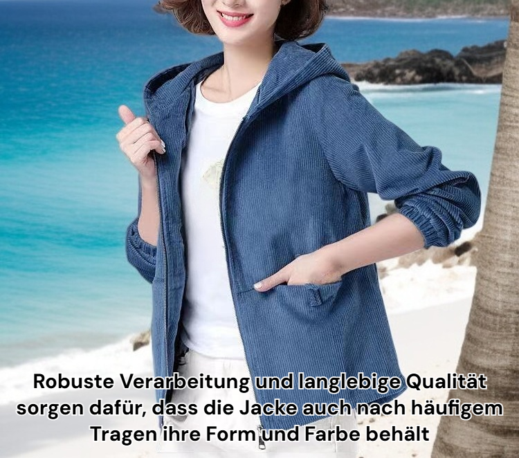 Detailansicht des Cordstoffs der Cordjacke