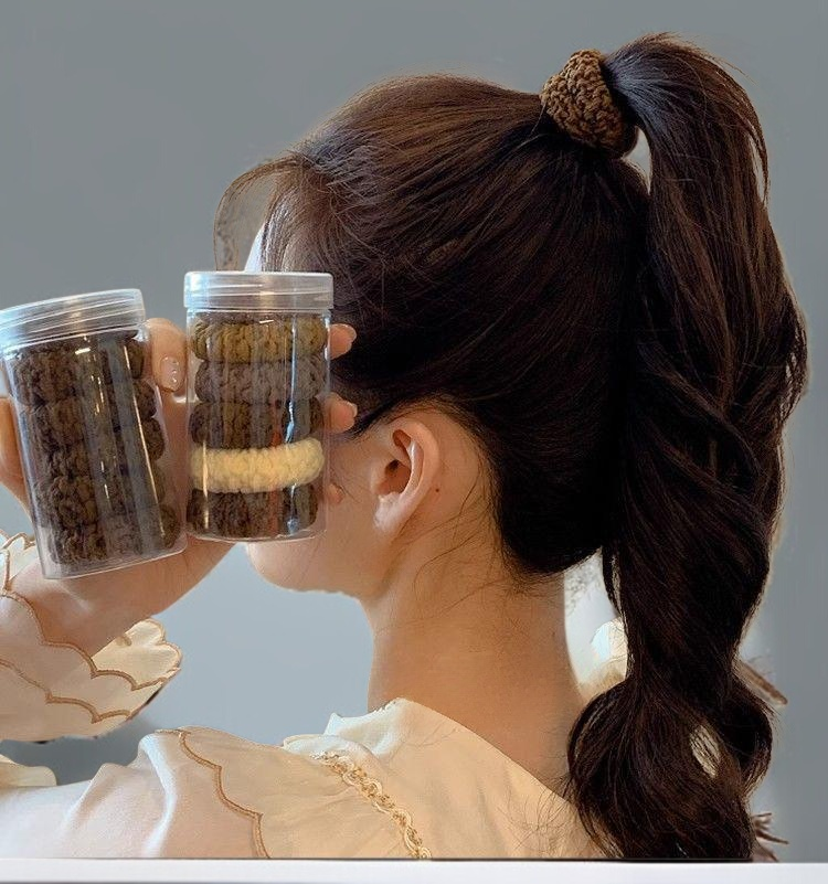 Woman wearing seamless thick headband during workout