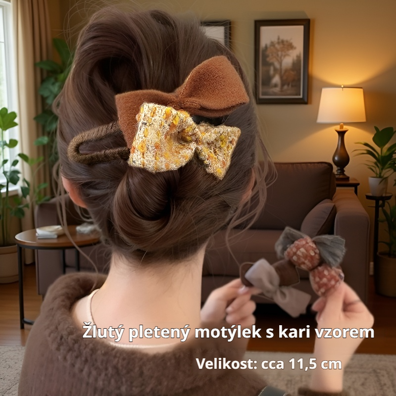 Plyšová sponka do vlasů s mašlí, poloviční culík, sponka do vlasů ve tvaru kachního zobáku