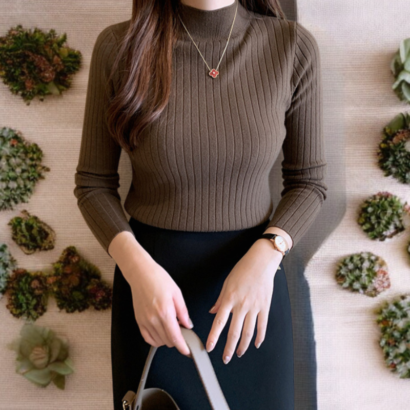 レディースセーター女性ハーフハイネックニットセーターアウター長袖トップススーツボトムシャツスリムインナーニットセーター女性ハーフハイネックアウタースリムニットセータートップススーツボトムシャツ