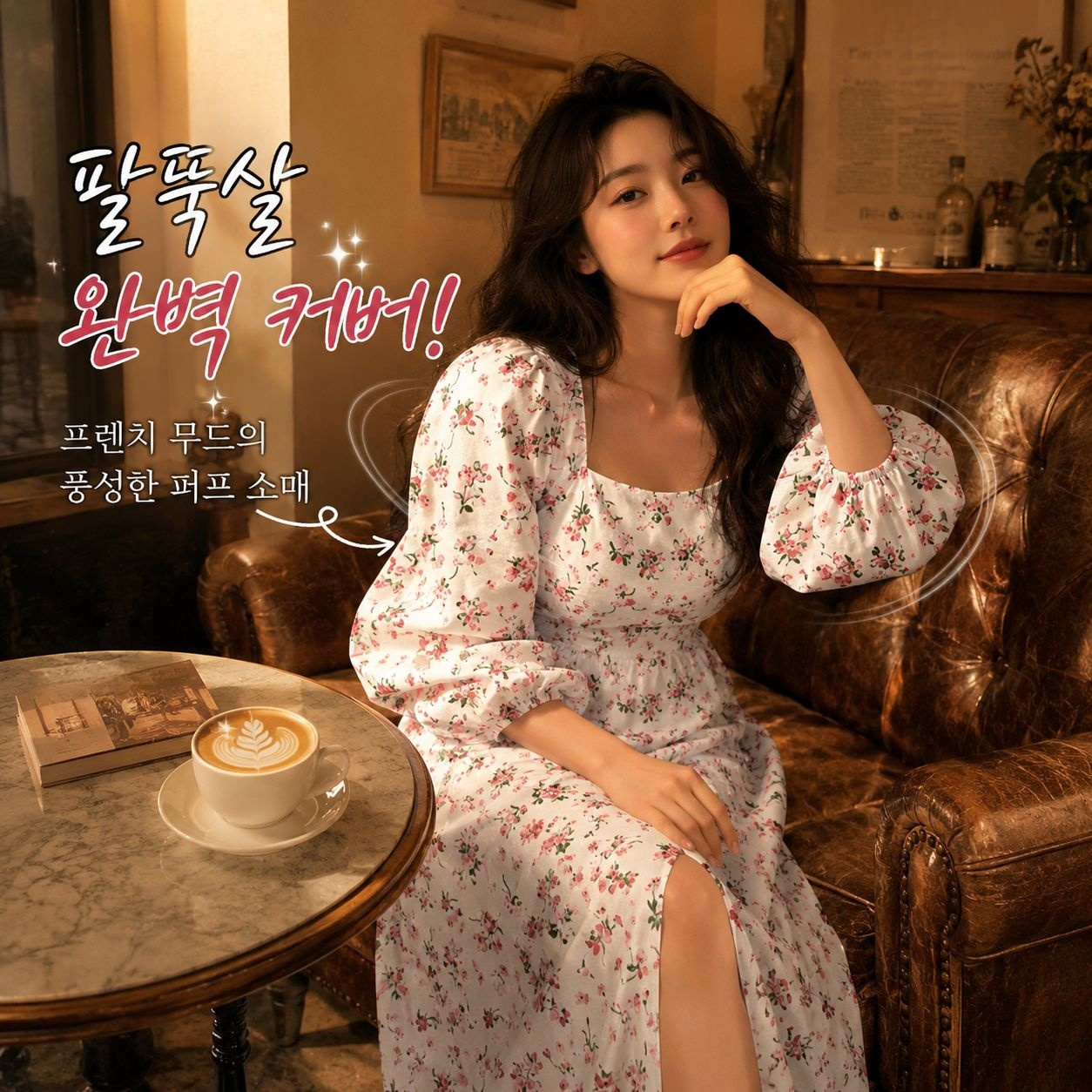 섹시 트임 긴팔 원피스 미디 길이