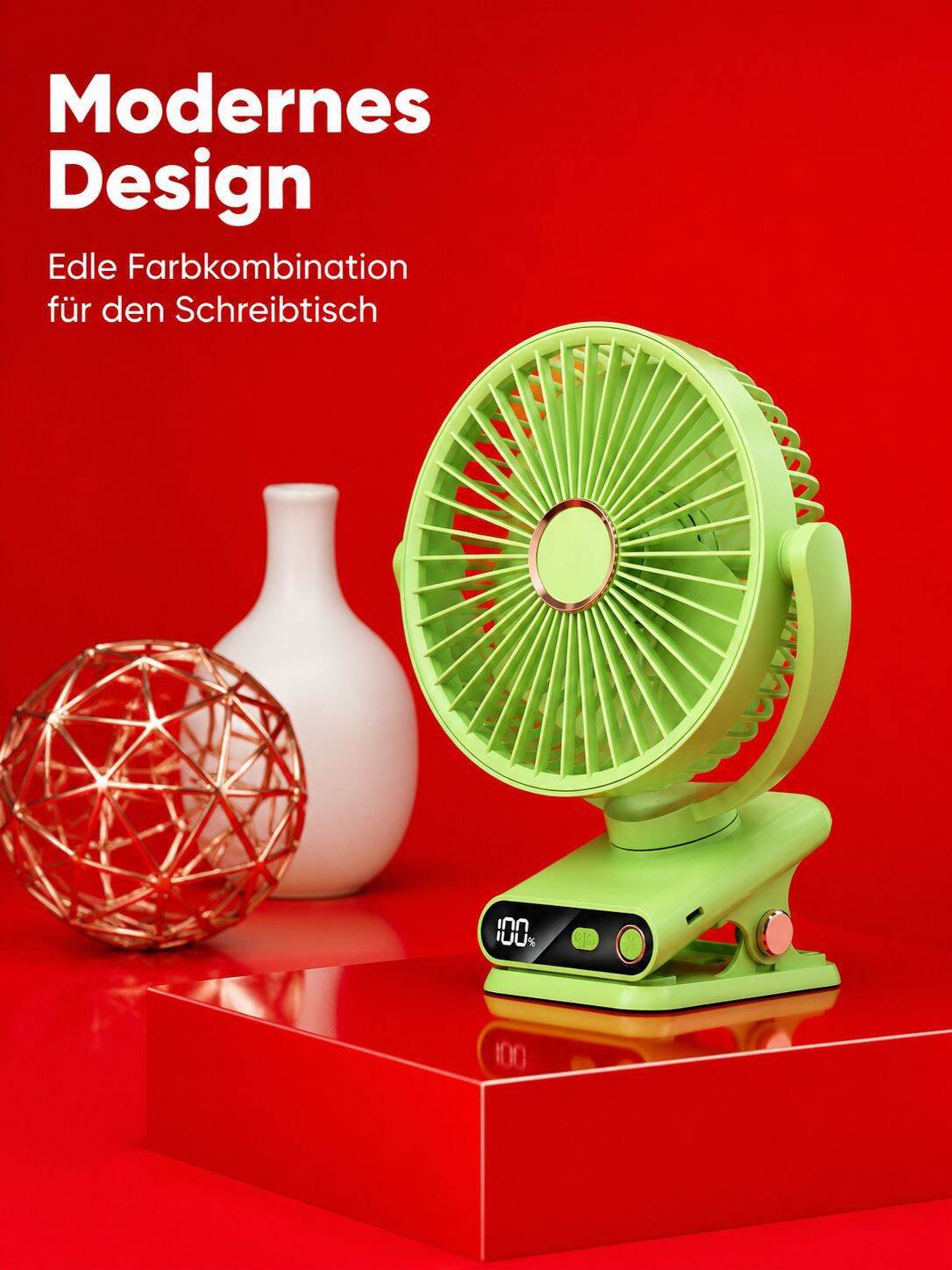 USB Tischventilator mit Klemme und automatischer Oszillation