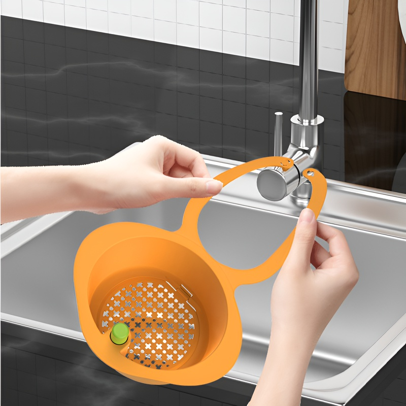 Press the pouring sink drain basket