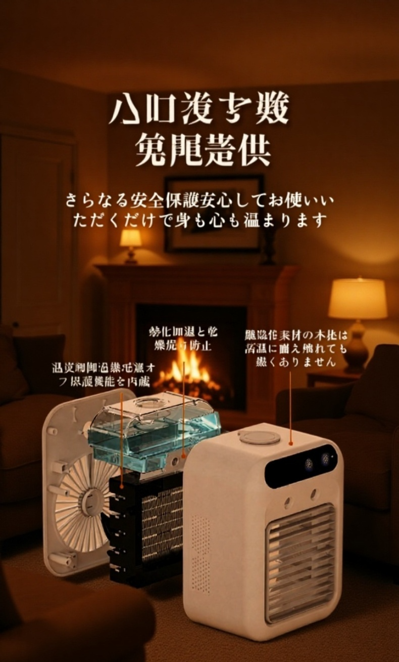 現代的なデザインの小型ファンヒーター