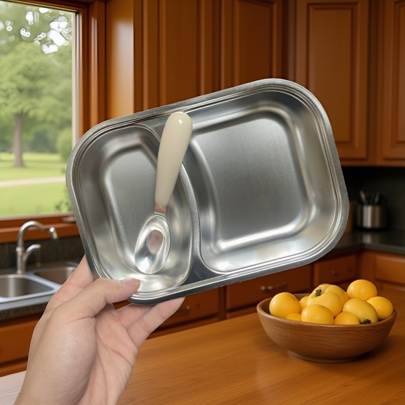 Plato higiénico y fácil de limpiar de acero inoxidable