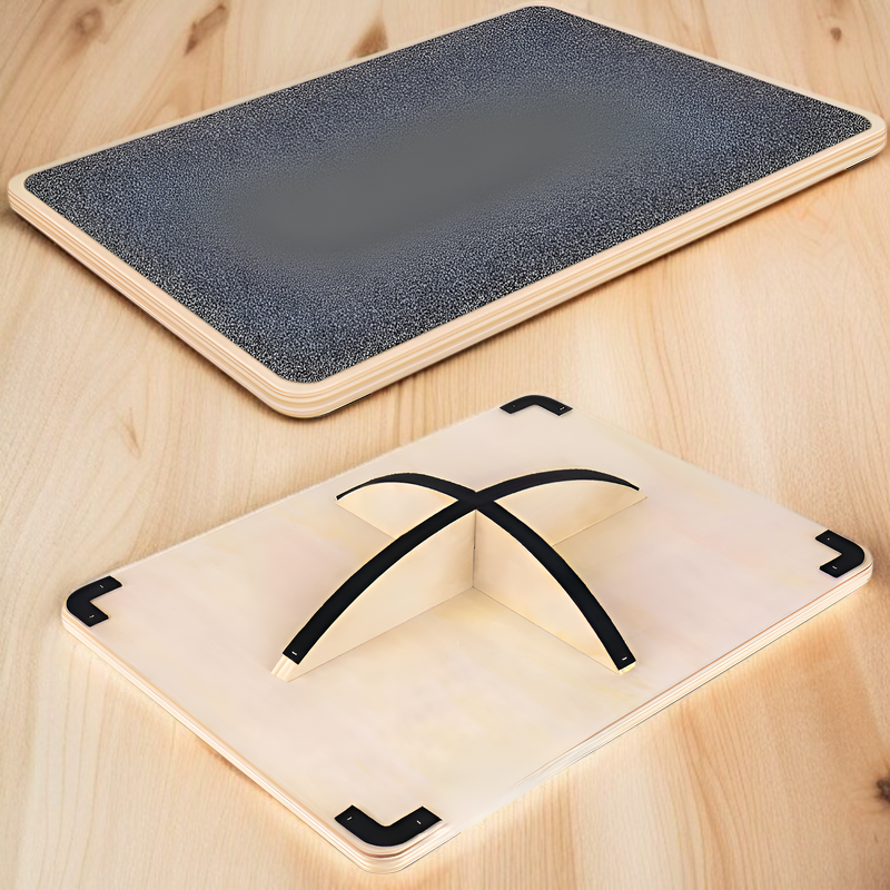 無垢材の長方形ヨガバランスボードトレーニングコーディネーション姿勢矯正フィットネスペダル大人用木製バランスボードフィットネス機器