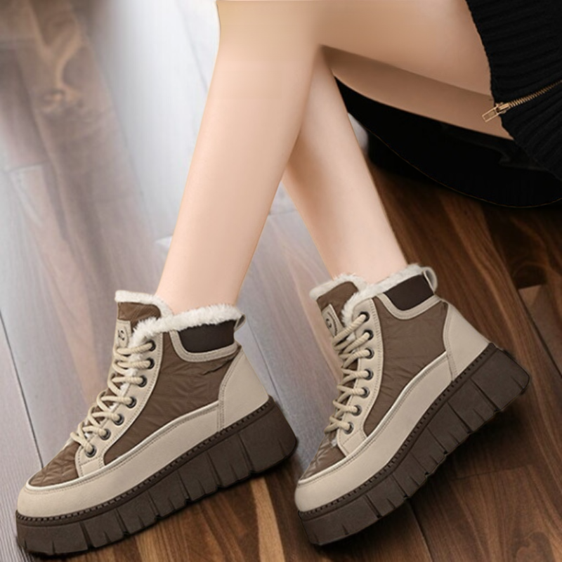 여성 겨울 도톰한 면화 앵클부츠 여성 통굽 캐주얼화 기모 겨울 캐주얼화