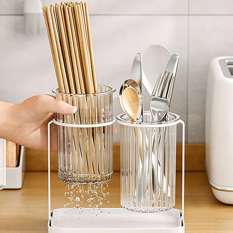 多功能餐具置物架，筷子筒一體收納盒，廚房台面用品