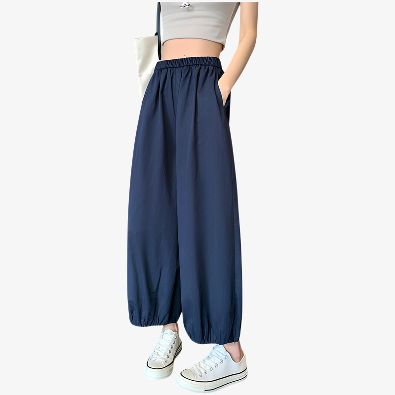 接触冷感アイスシルクバルーンパンツ レディース夏用UVカット速乾ワイドパンツ