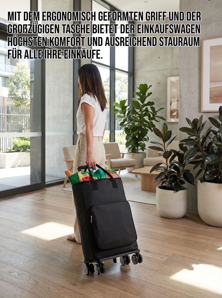 Faltbarer Einkaufswagen für einfache Lagerung