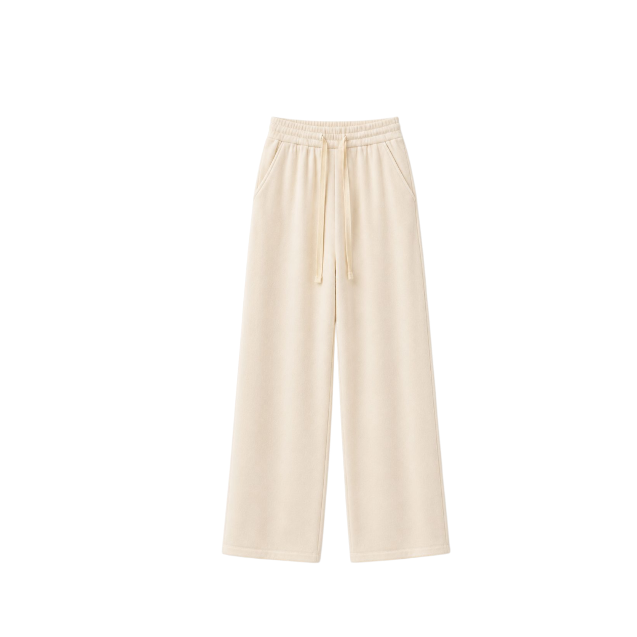Pantalones casuales de felpa para mujer con cintura alta y pierna ancha para uso diario