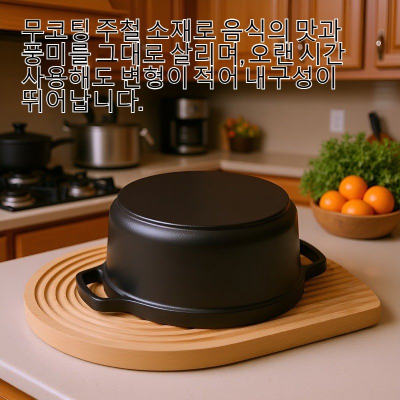 구식 두 귀 주철 무코팅 불끈끈냄비