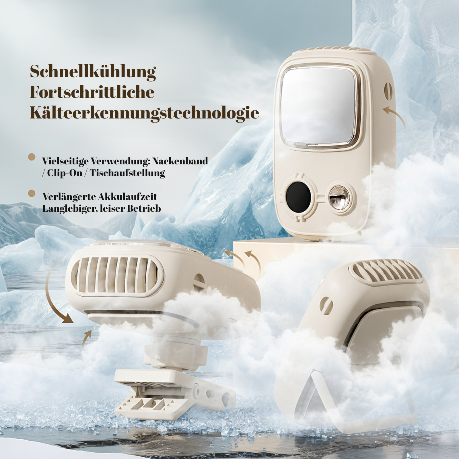 Tragbarer Nackenventilator, Mini-Schreibtisch-Klimaanlage, Halbleiter-Kühler