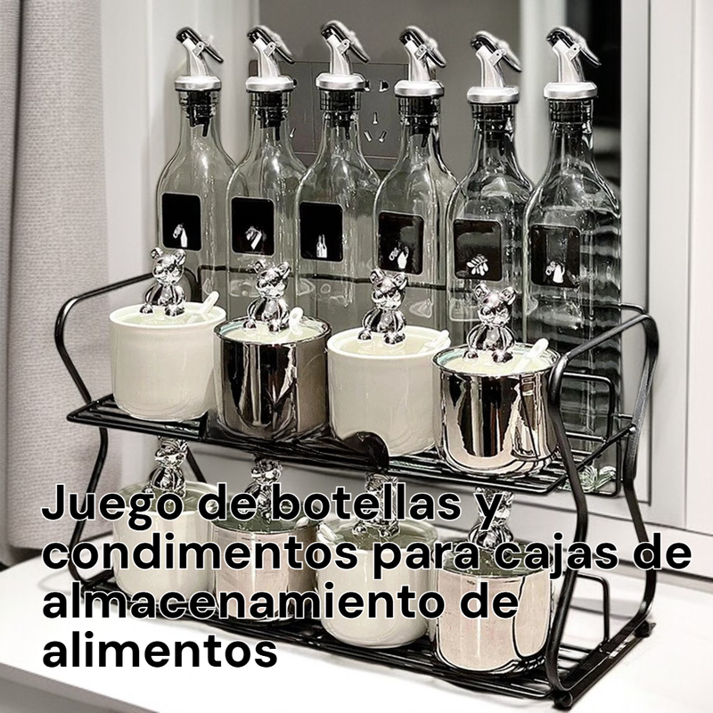 Set de recipientes para especias con caja de almacenamiento