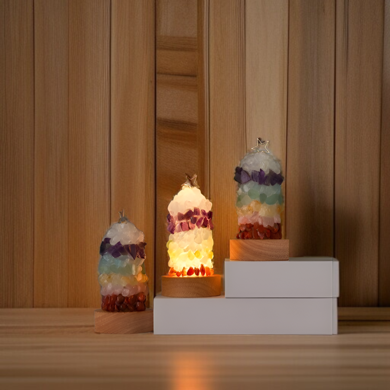 天然7色クリスタル砂利クリスマスツリーナイトライトベッドサイドランプクリスタルランプデスクトップ装飾屋内クリスマスオーナメントカラフルな宝石USBベッドルームベッドサイドランプ日本語説明書付きバレンタ