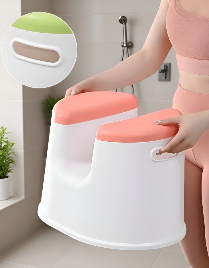 Ergonomic adult bathroom stool for enhanced comfort