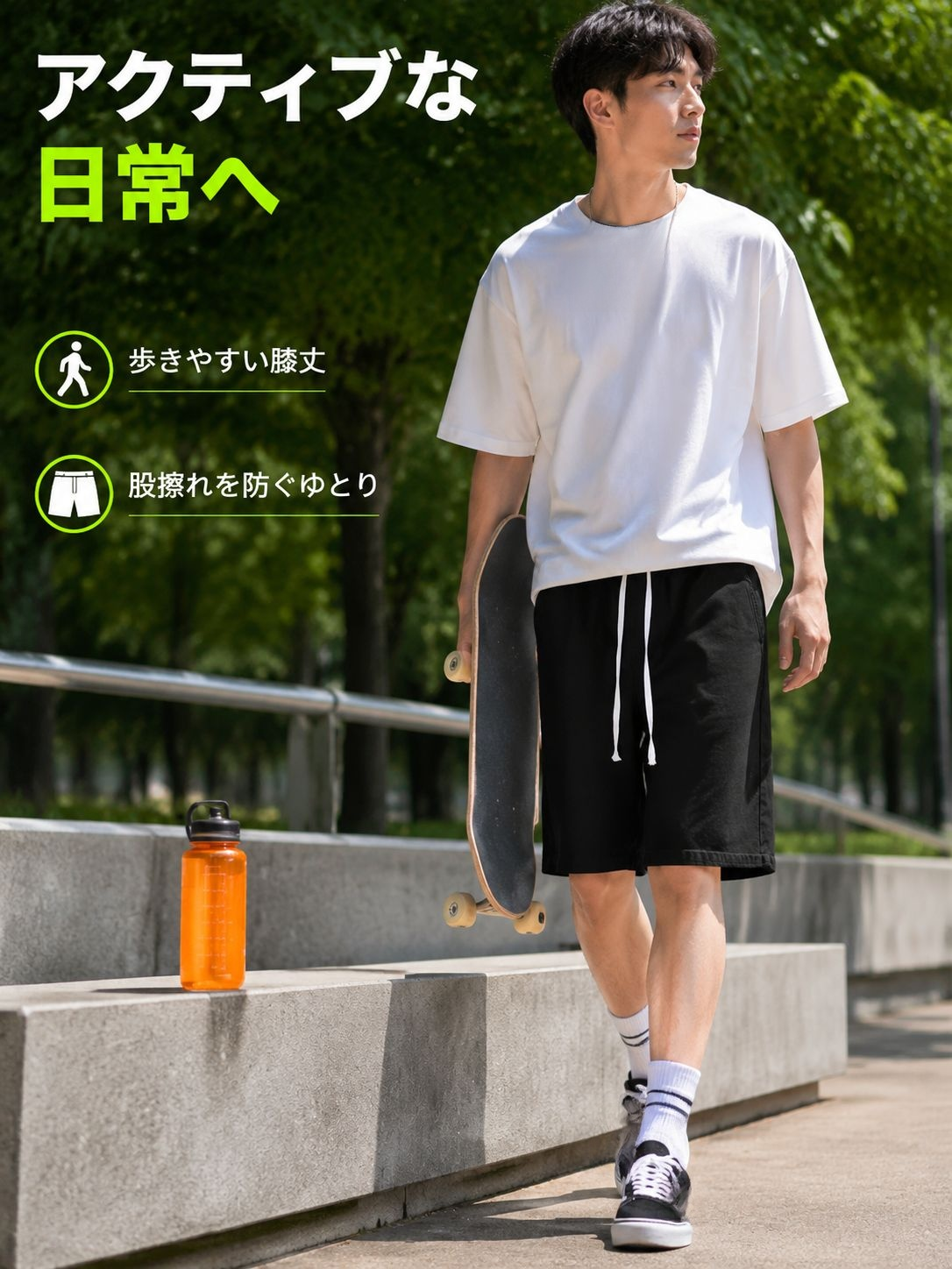 夏用アメリカンルーズカジュアルジーンズショーツ ゴムウエスト 五分丈パンツ