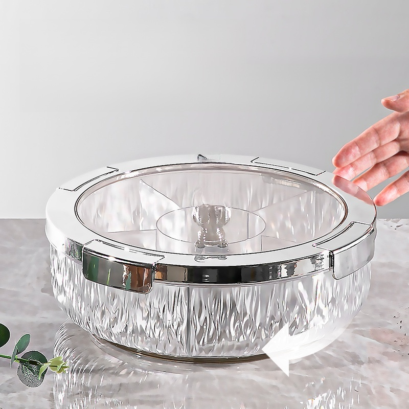 Glass snack and fruit plate with lid