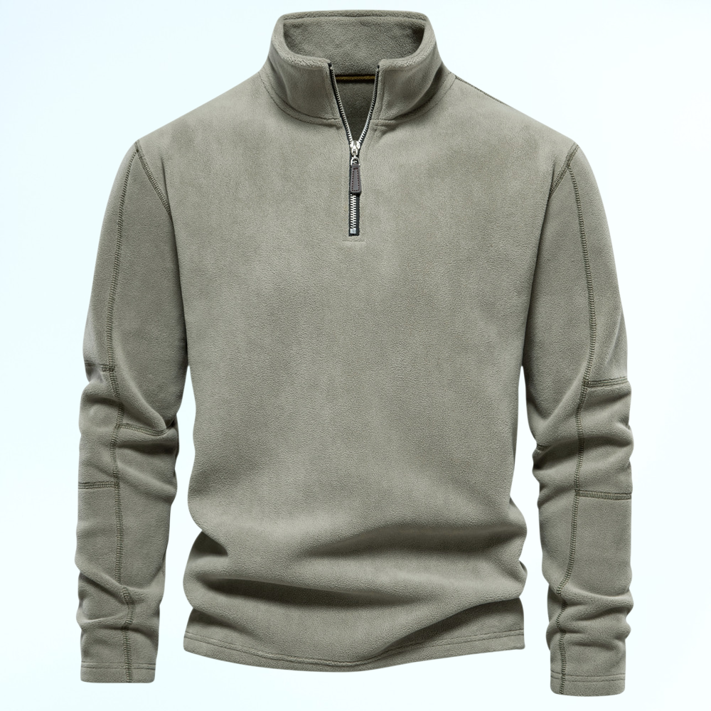 Damen Fleece Pullover mit Stehkragen und Halbreißverschluss, Langarm, Herbst/Winter