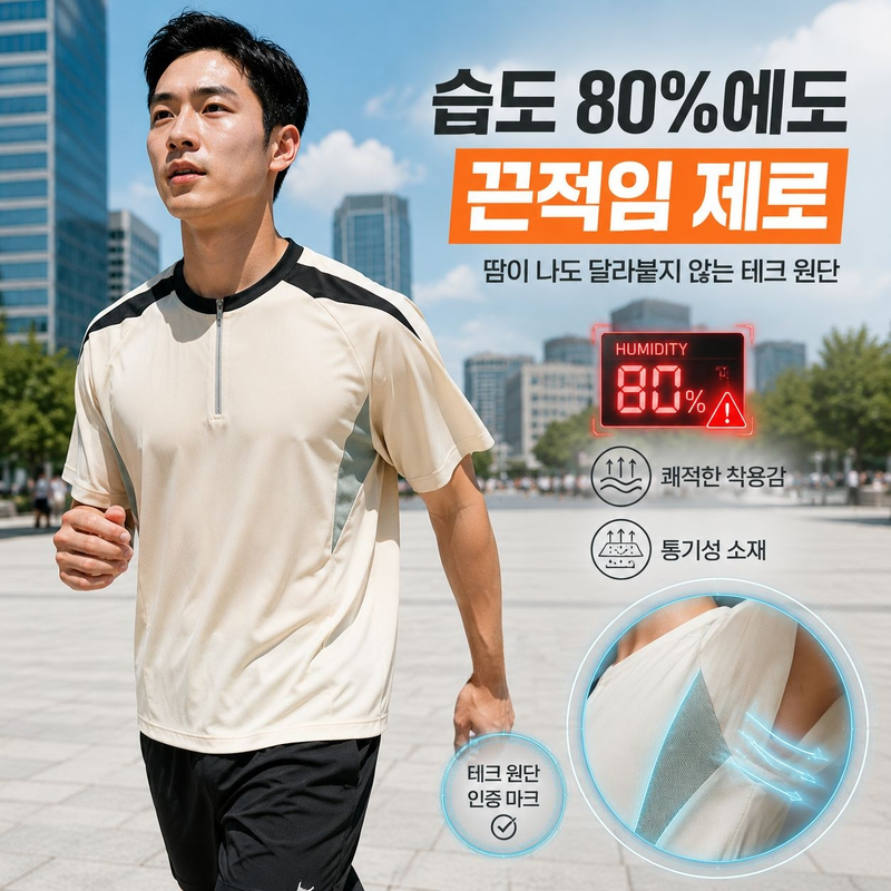 여름용 멀티 스타일 아웃도어 캐주얼 반집업 반팔 티셔츠 세트