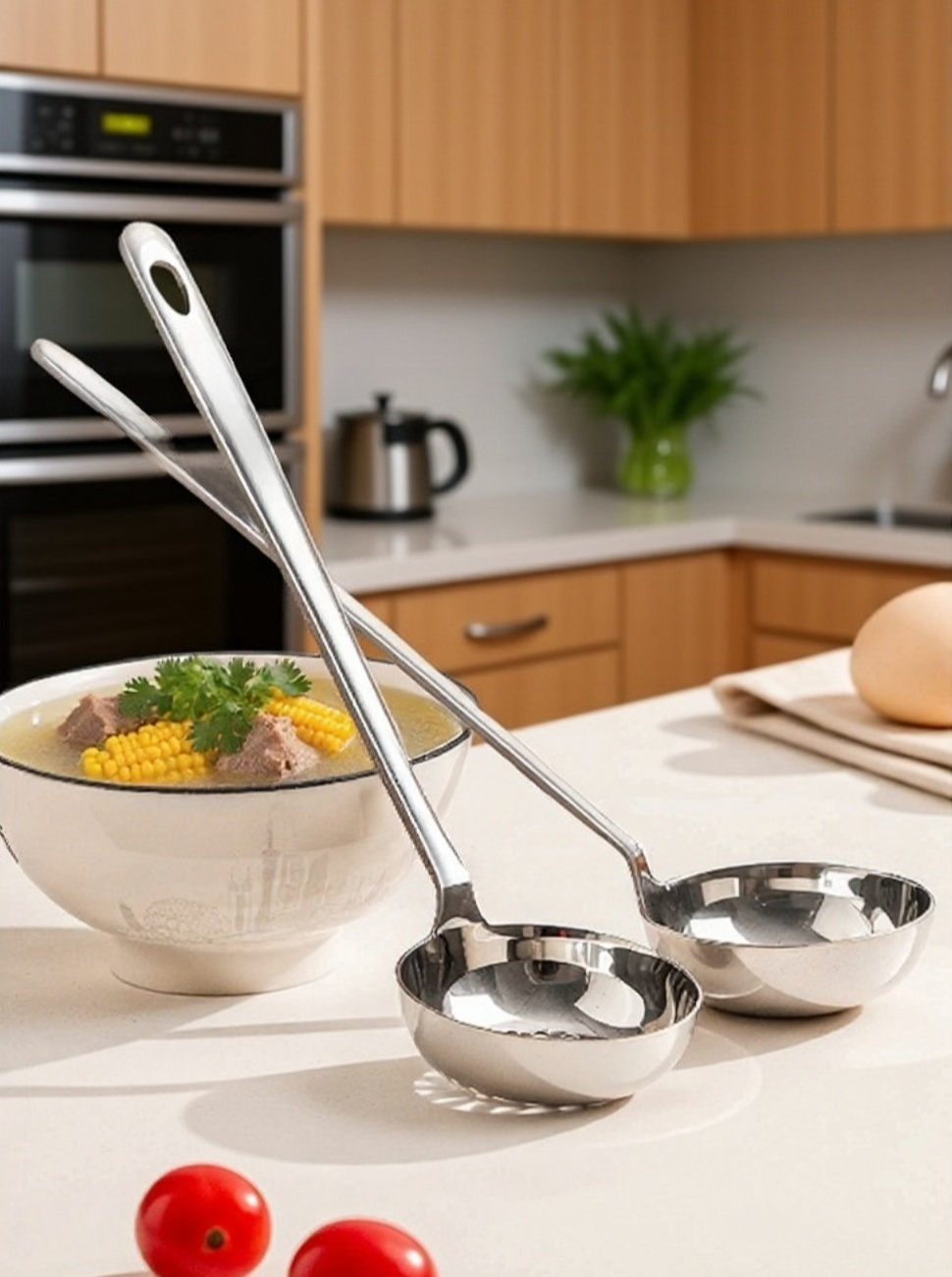 위생적인 스테인리스 스푼 세척 장면