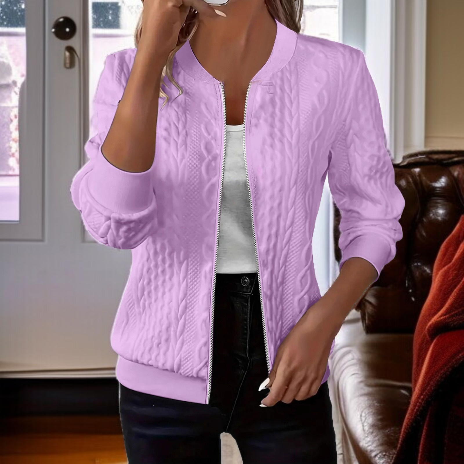 Women's autumn and winter solid color jacket