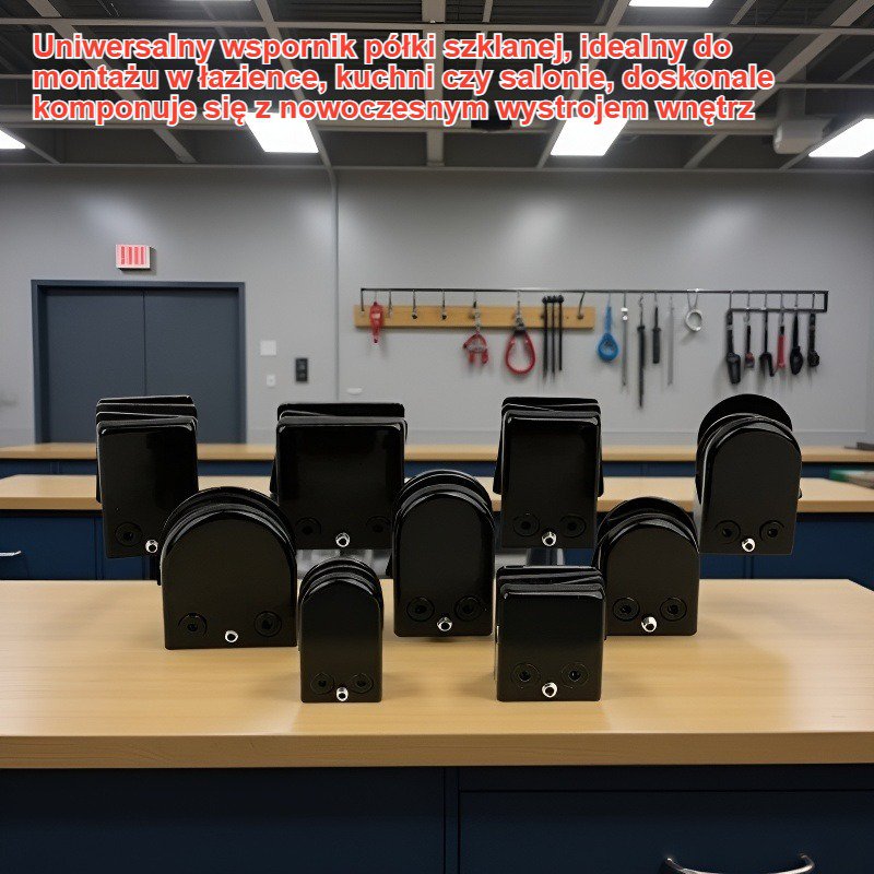 Czarny uchwyt do szkła, wspornik półki szklanej