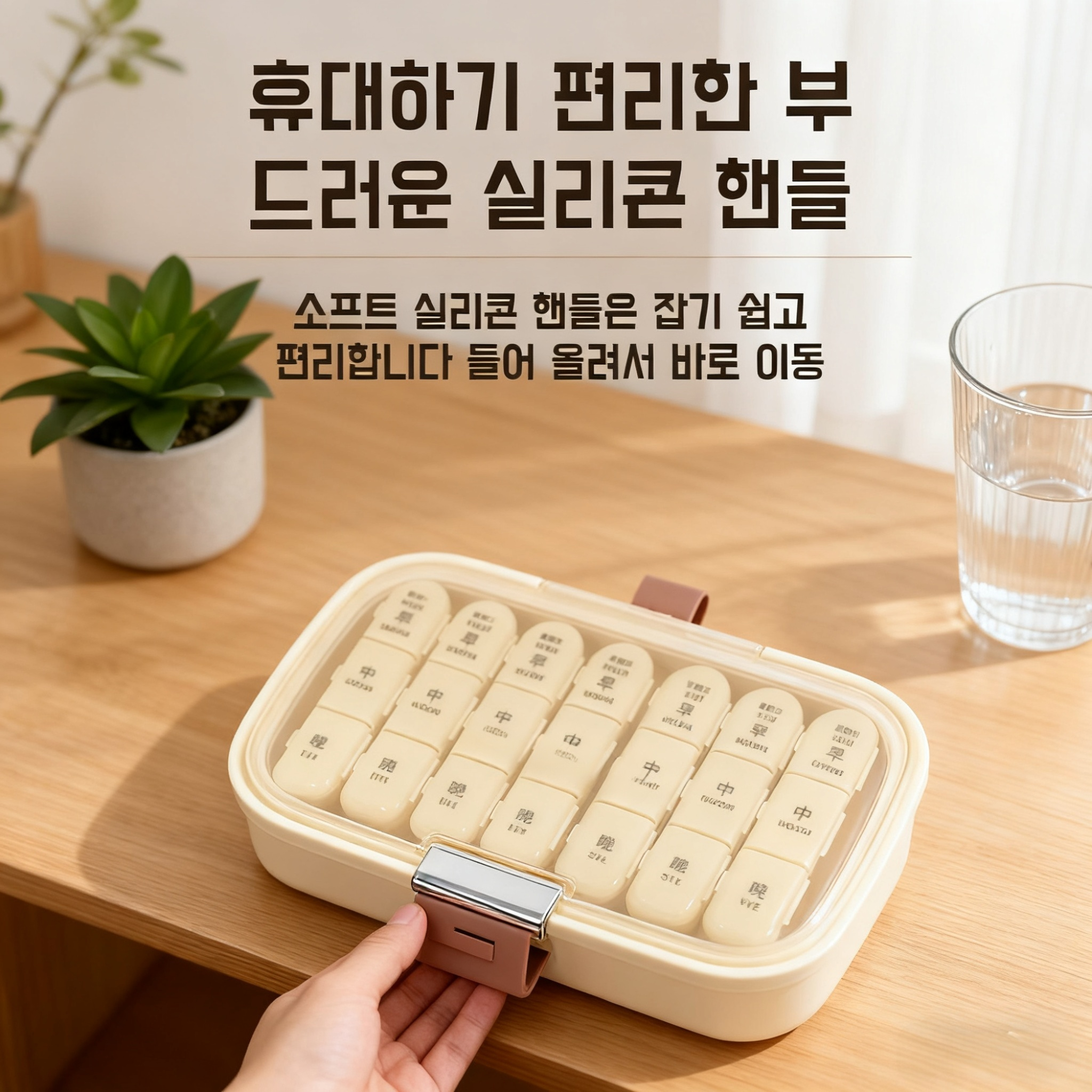 스타일리시한 휴대용 약품 분배기