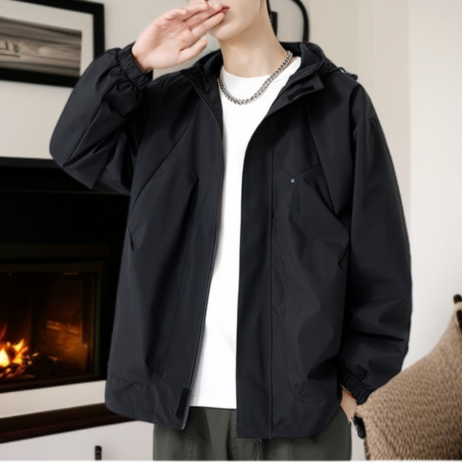 남성용 루즈핏 후드 캐주얼 워크 자켓 바람막이