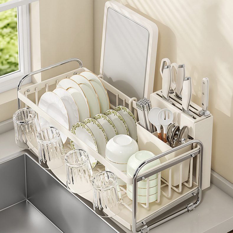 多功能廚房置物架附排水及餐具收納