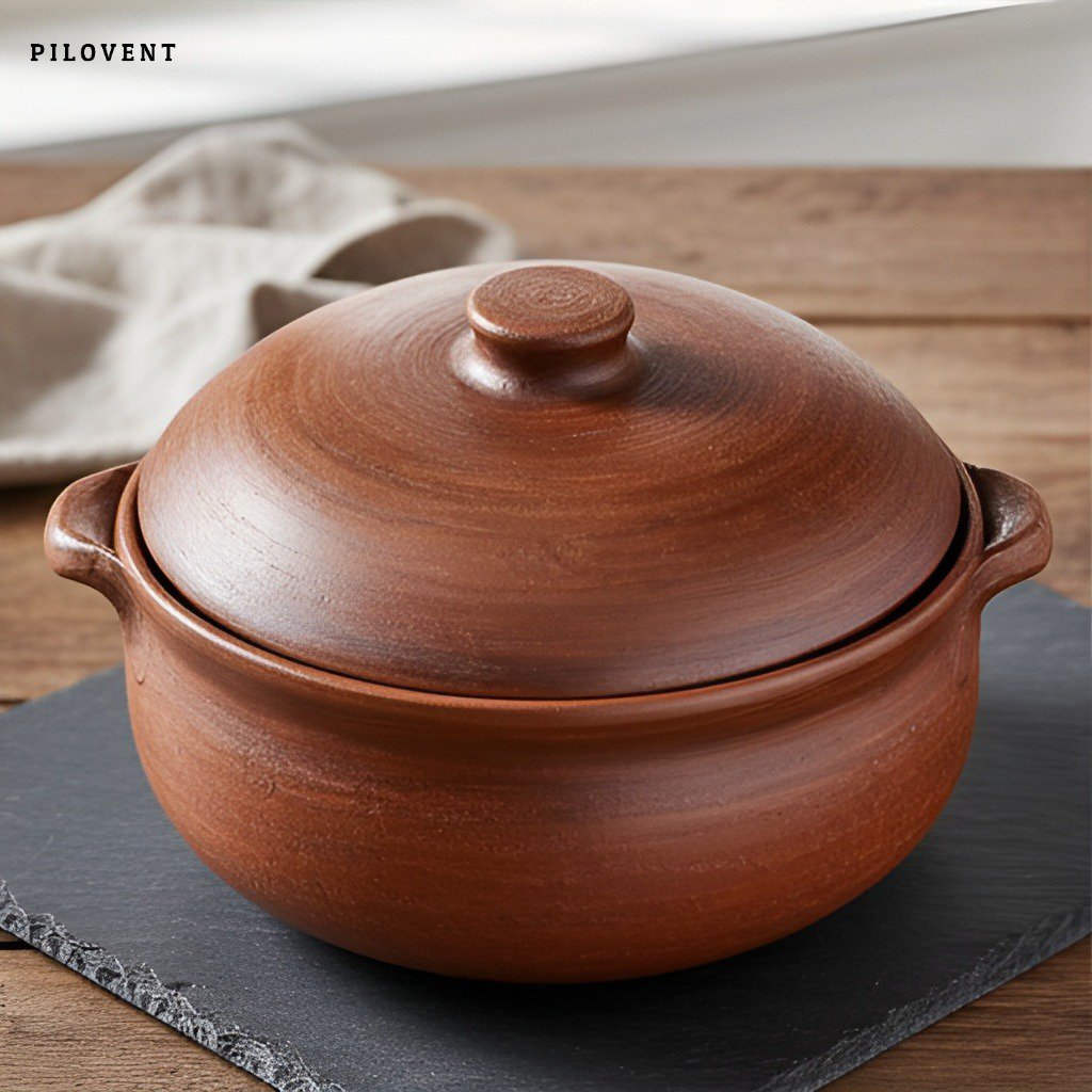 Detail keramického hrnce na polévku