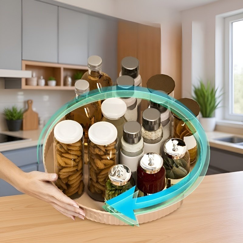 드릴 작업 없이 설치 가능한 회전식 양념통 선반