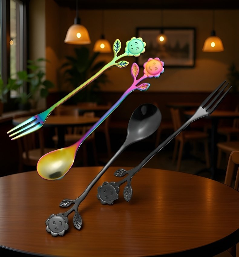 Cuchara con diseño moderno y hoja de oro