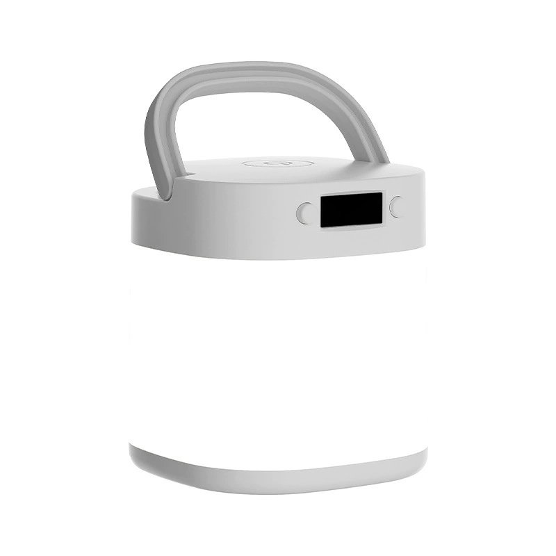 Luz nocturna de temperatura de color de tercera marcha con reloj lámpara de mesa portátil