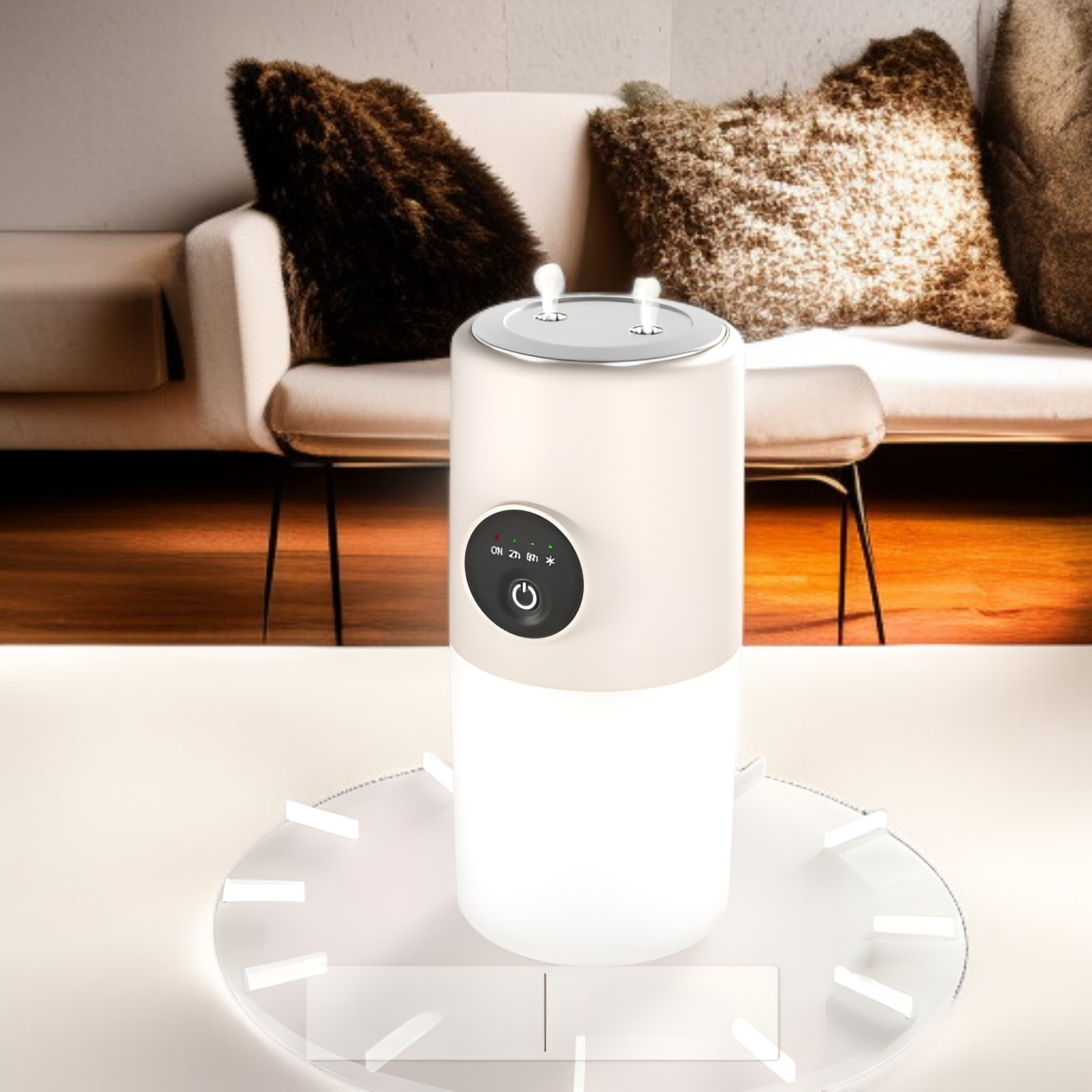 مرطب هواء مع بخاخ بسعة كبيرة للغاية، ضوء ليلي هادئ، مرطب ضباب كبير مزدوج النفاثات USB صغير الحجم