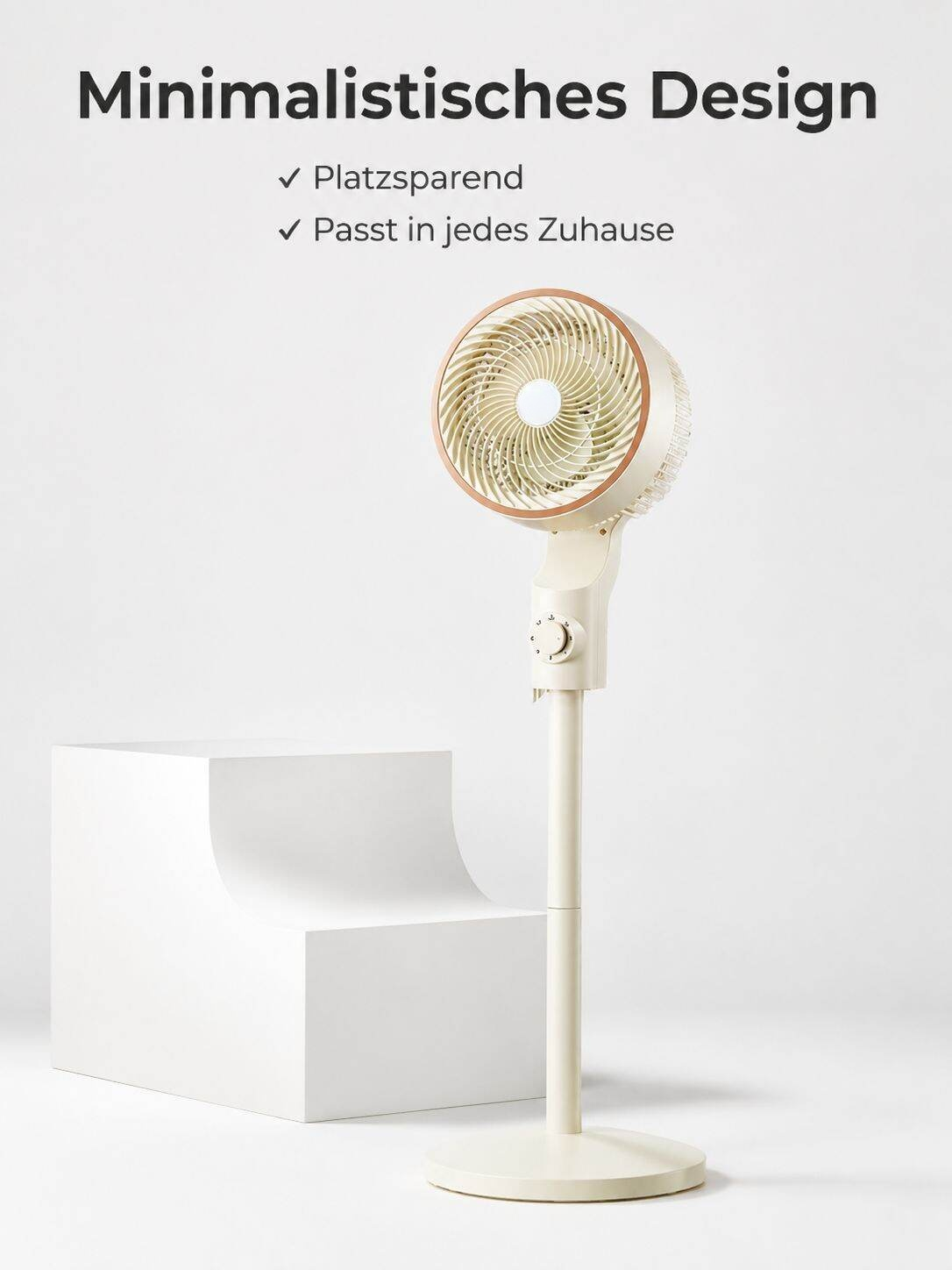 Leiser Standventilator für Zuhause und Büro, mit drei Stufen und starker Turbinenleistung