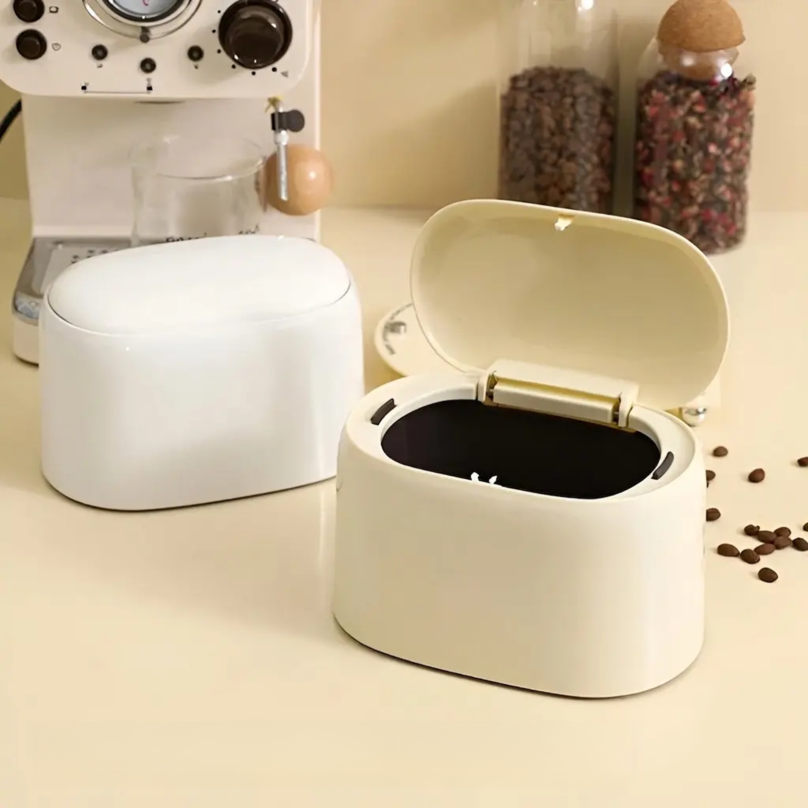 Press to open the countertop storage box.