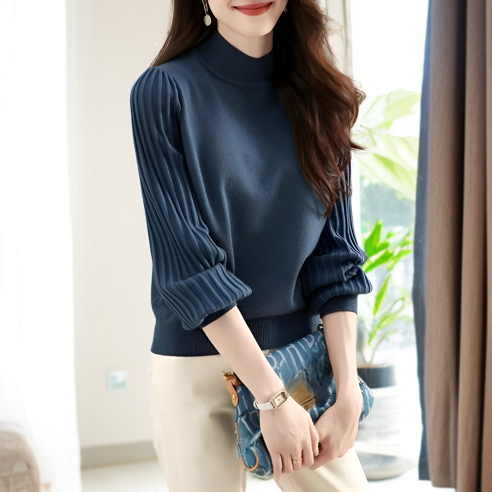 高級感あるハイネックニットインナー女性用