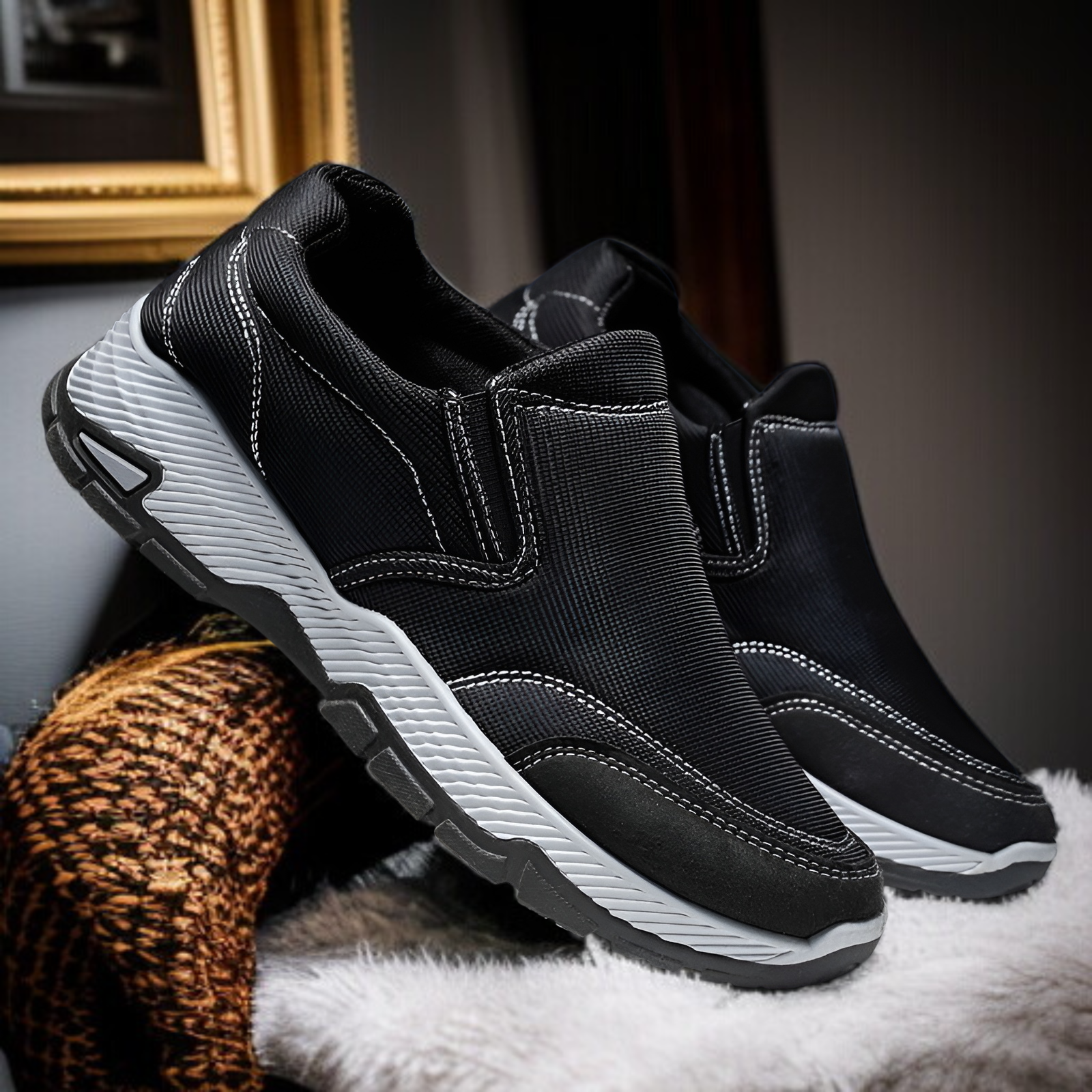 カジュアルシューズメンズ2025春新作カジュアルシューズ中高年アウトドアシューズお父さんシューズラウンドトゥ通気性スポーツシューズワンステップメンズシューズ