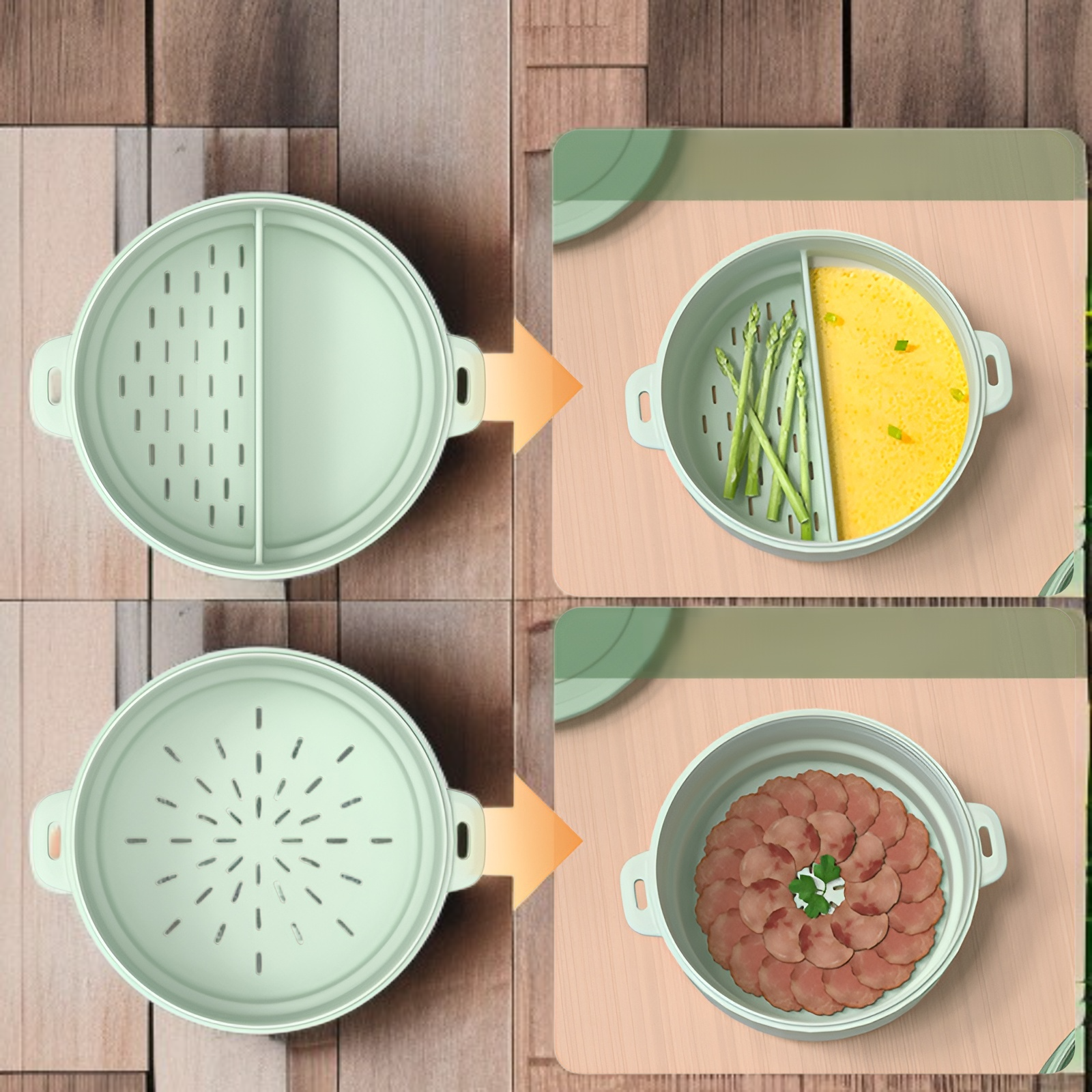 이중 구조로 제작된 실리콘 찜기 상세 사진