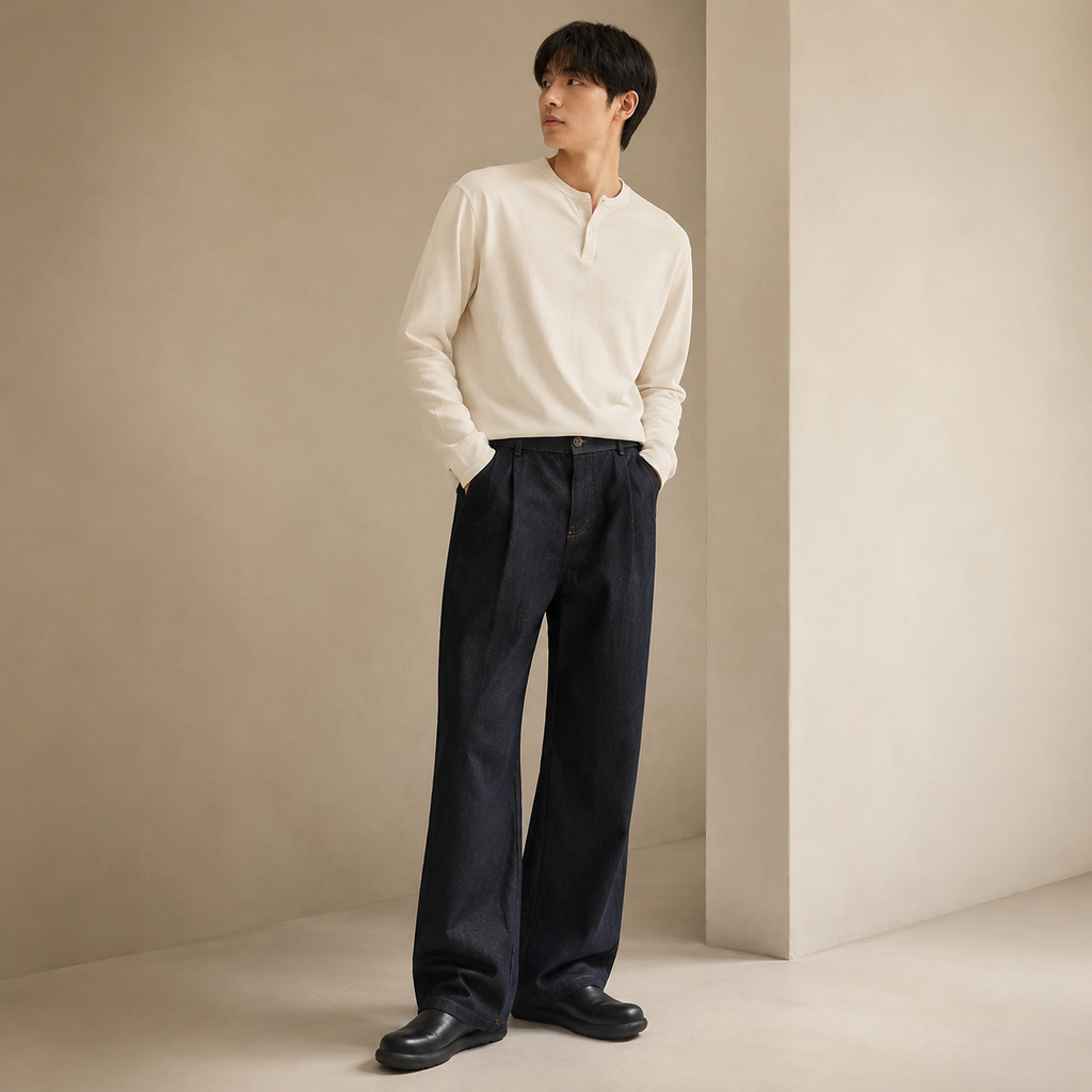남자 아메리칸 루즈핏 스트레이트 데님 캐주얼 바지