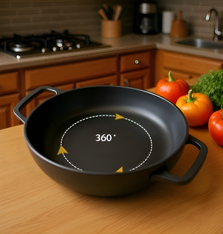 昔ながらのデザインが特徴の鋳鉄鍋