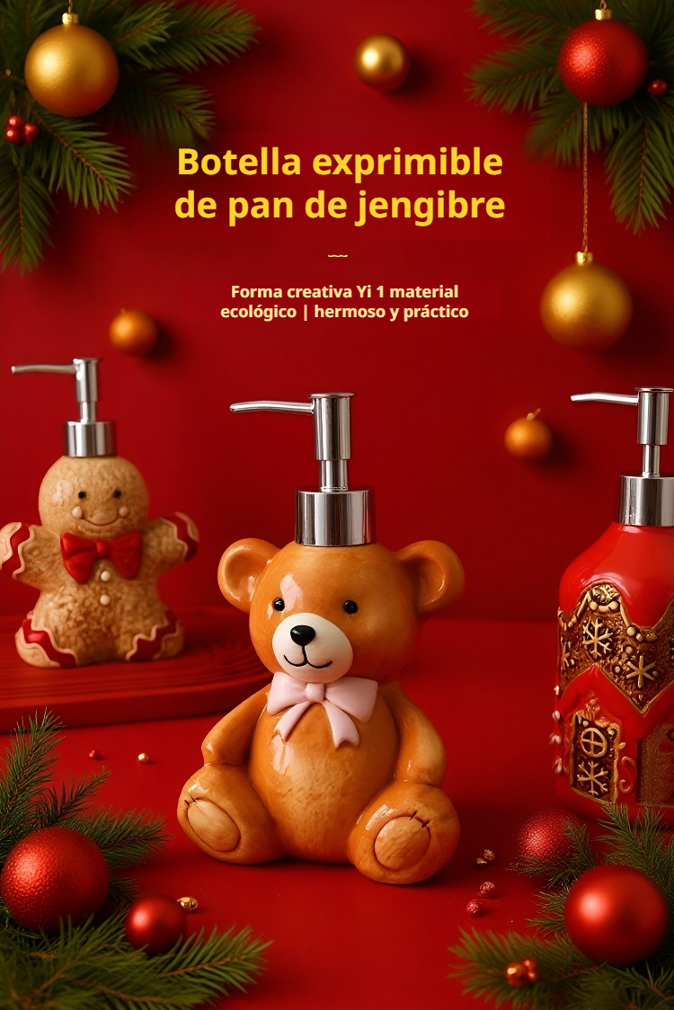 Botella de cerámica navideña con diseño de hombre de jengibre