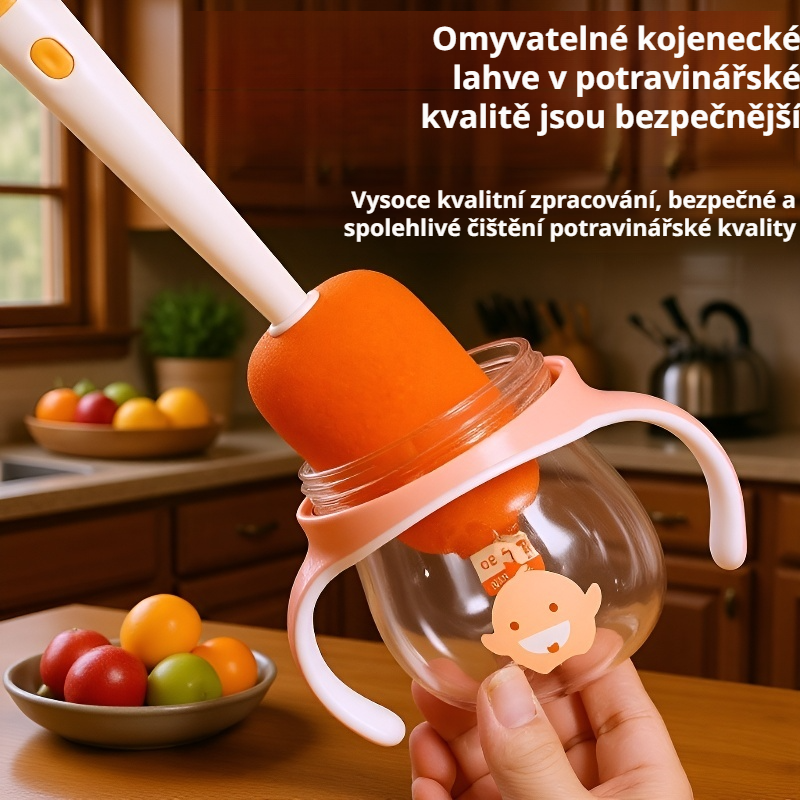 Dlouhá třív 1 čistící kartáč na poháry bez slepých míst