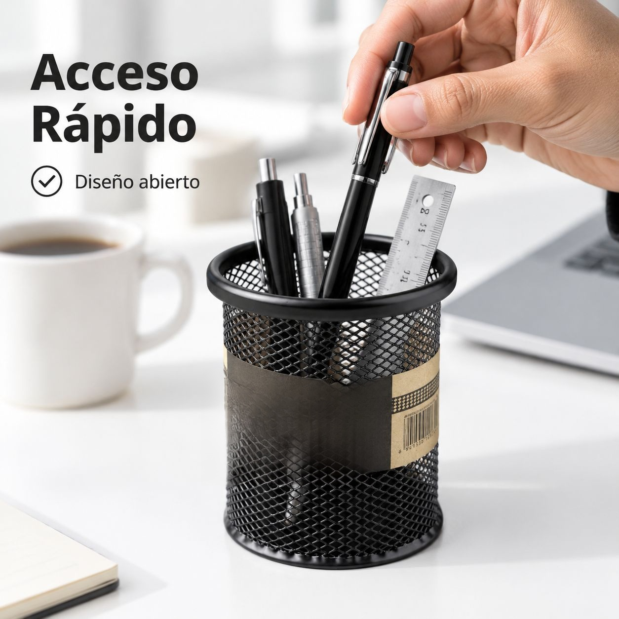 Organizador de Escritorio con Portalápices de Malla Metálica para Oficina