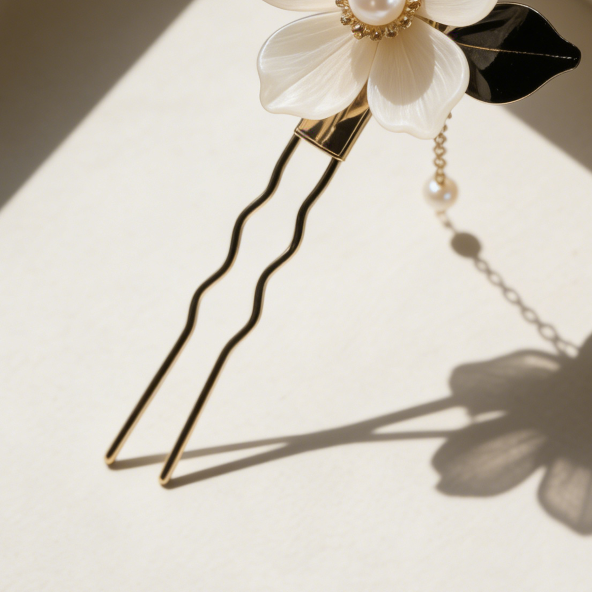 ปิ่นปักผมประดับมุกสองชิ้นสำหรับผู้หญิง