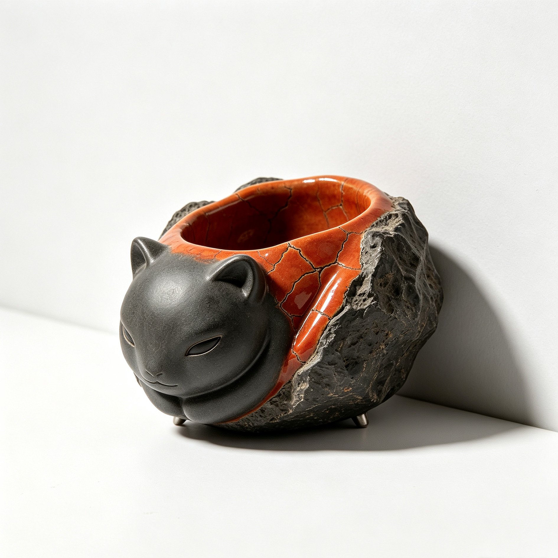 Sleepy Cat Rock Fun Flower Pot