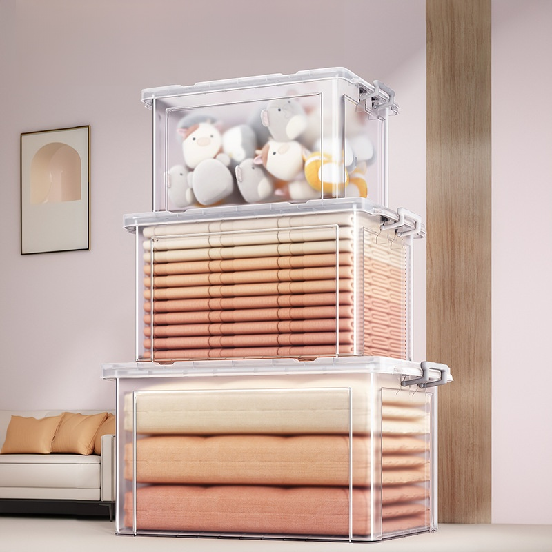 Boîte de rangement transparente en plastique pour la maison, organisateur multifonction