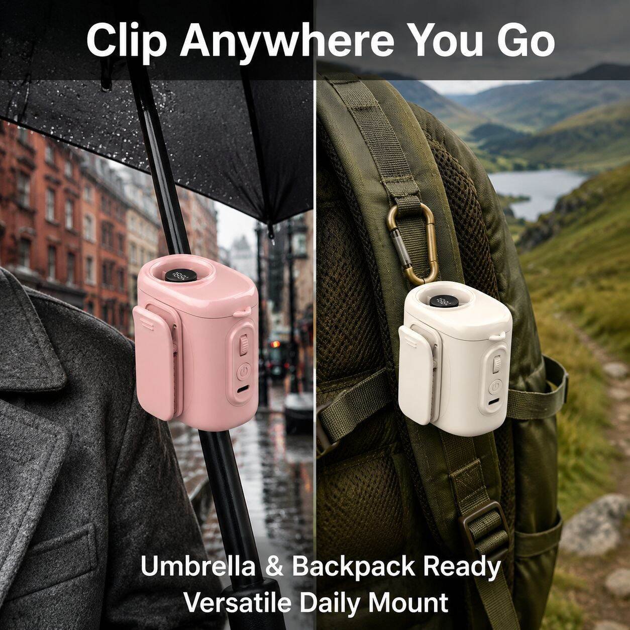 Outdoor Multi-Purpose Mini Clip Fan, Wearable Waist Fan